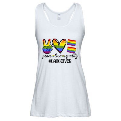 Caregiver Peace Love Equality Nursing Lover Gift Ladies Essential Flowy Tank