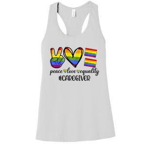 Caregiver Peace Love Equality Nursing Lover Gift Women's Racerback Tank