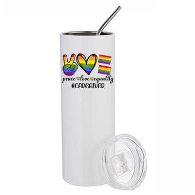 Caregiver Peace Love Equality Nursing Lover Gift Stainless Steel Tumbler