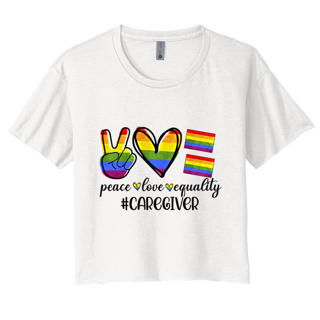 Caregiver Peace Love Equality Nursing Lover Gift Crop Top