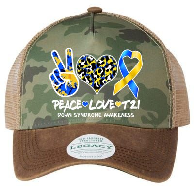 Cool Peace Love T21 Down Syndrome Awareness Support Legacy Tie Dye Trucker Hat