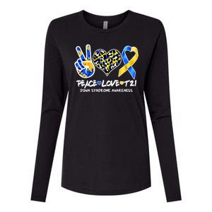 Cool Peace Love T21 Down Syndrome Awareness Support Womens Cotton Relaxed Long Sleeve T-Shirt