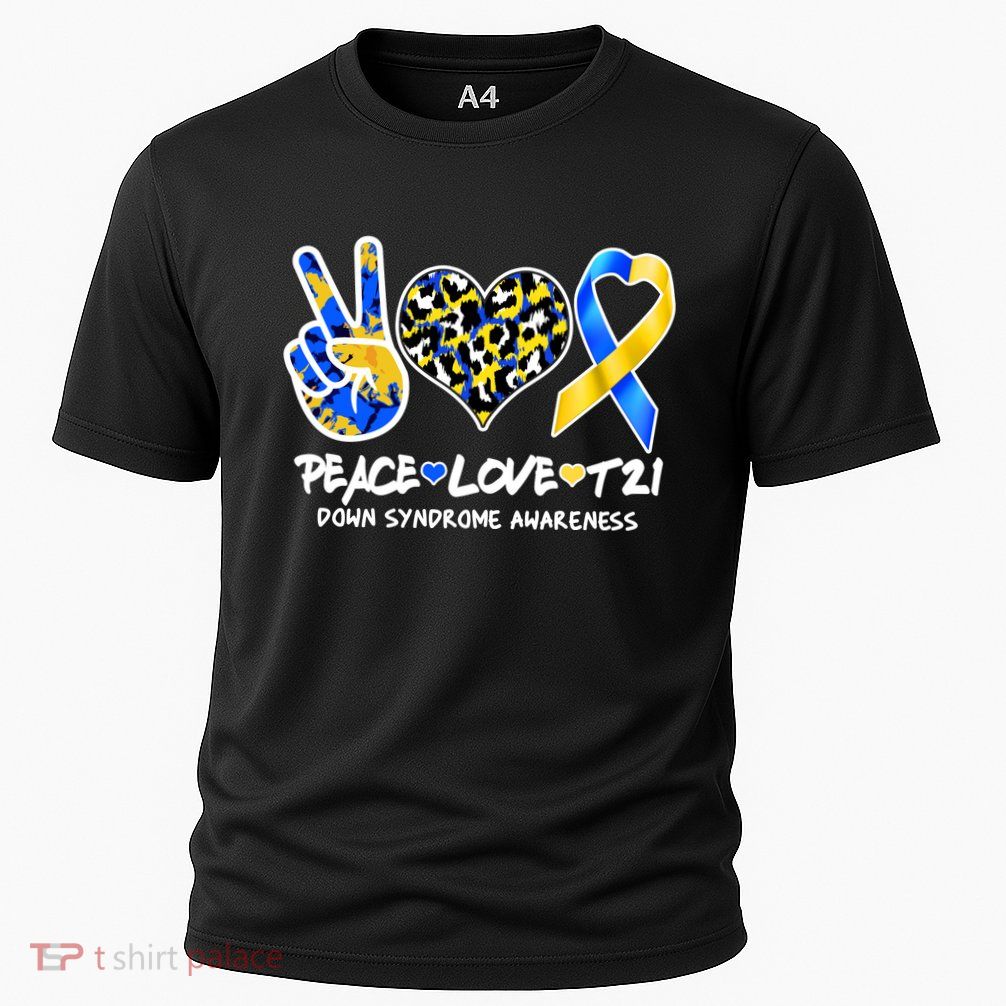 Cool Peace Love T21 Down Syndrome Awareness Support Performance Shirt