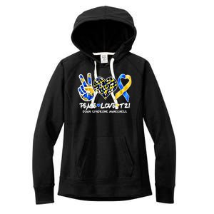 Cool Peace Love T21 Down Syndrome Awareness Support Women's Fleece Hoodie