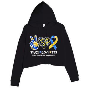 Cool Peace Love T21 Down Syndrome Awareness Support Crop Fleece Hoodie