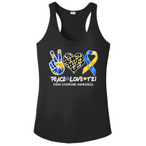 Cool Peace Love T21 Down Syndrome Awareness Support Ladies PosiCharge Competitor Racerback Tank