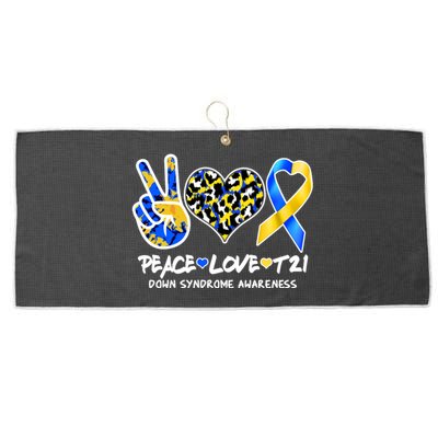 Cool Peace Love T21 Down Syndrome Awareness Support Large Microfiber Waffle Golf Towel