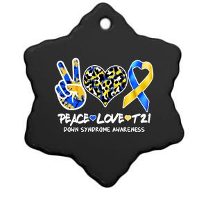 Cool Peace Love T21 Down Syndrome Awareness Support Ceramic Star Ornament