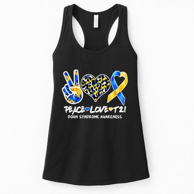 Cool Peace Love T21 Down Syndrome Awareness Support Womens Tank Top