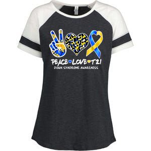 Cool Peace Love T21 Down Syndrome Awareness Support Enza Ladies Jersey Colorblock Tee