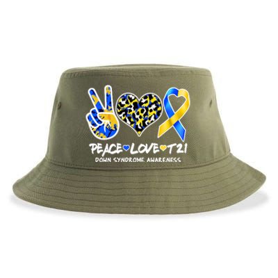 Cool Peace Love T21 Down Syndrome Awareness Support Sustainable Bucket Hat