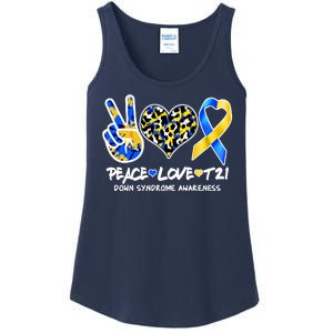 Cool Peace Love T21 Down Syndrome Awareness Support Ladies Essential Tank