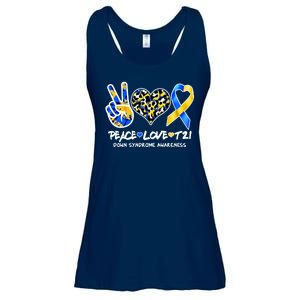 Cool Peace Love T21 Down Syndrome Awareness Support Ladies Essential Flowy Tank