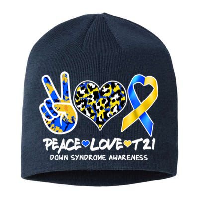 Cool Peace Love T21 Down Syndrome Awareness Support Sustainable Beanie