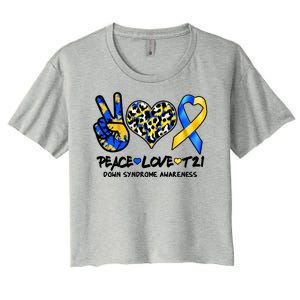 Cool Peace Love T21 Down Syndrome Awareness Support Women's Crop Top Tee