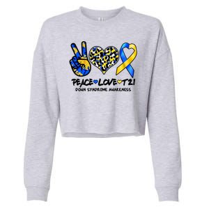 Cool Peace Love T21 Down Syndrome Awareness Support Cropped Pullover Crew