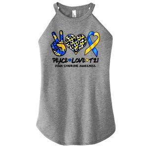 Cool Peace Love T21 Down Syndrome Awareness Support Women's Perfect Tri Rocker Tank