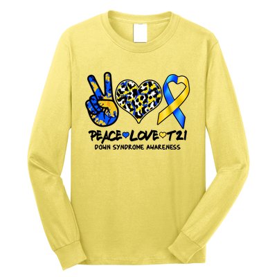 Cool Peace Love T21 Down Syndrome Awareness Support Long Sleeve Shirt