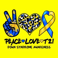 Cool Peace Love T21 Down Syndrome Awareness Support Long Sleeve Shirt
