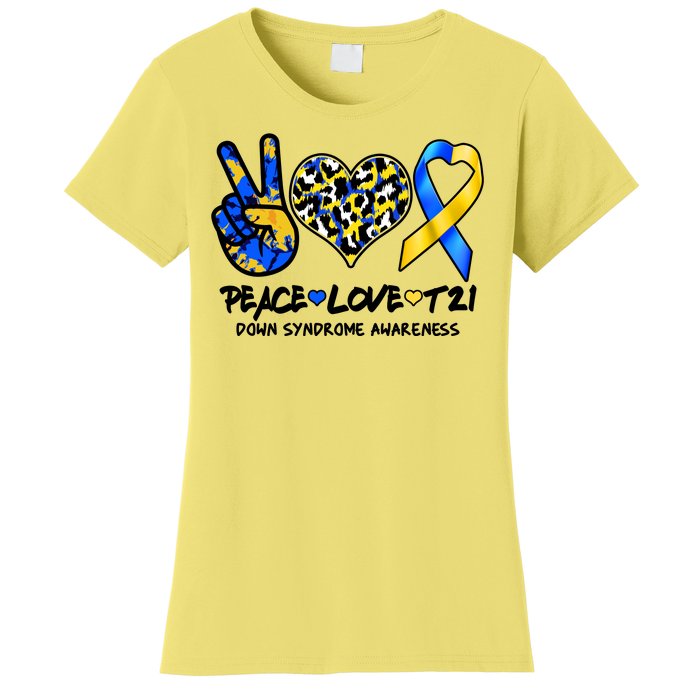 Cool Peace Love T21 Down Syndrome Awareness Support Women's T-Shirt