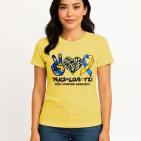 Cool Peace Love T21 Down Syndrome Awareness Support Womens T-Shirt