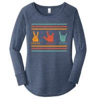 Classic Peace Love Rock Vintage Hoodie Concert Band Gift Women's Perfect Tri Tunic Long Sleeve Shirt