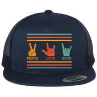 Classic Peace Love Rock Vintage Hoodie Concert Band Gift Flat Bill Trucker Hat