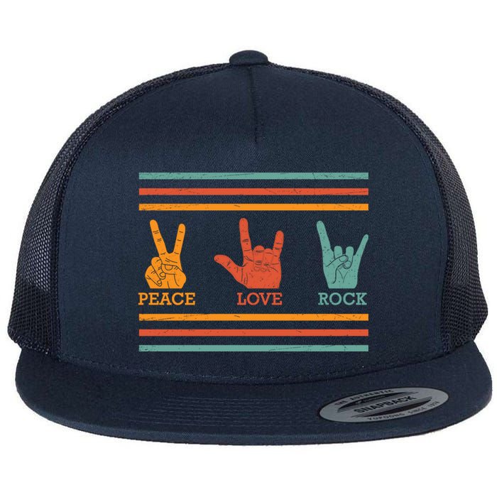 Classic Peace Love Rock Vintage Hoodie Concert Band Gift Flat Bill Trucker Hat