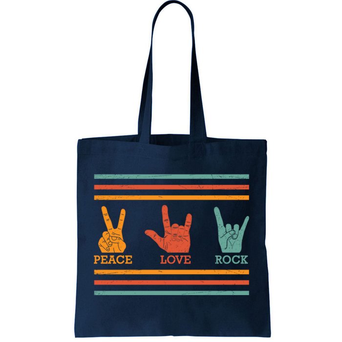 Classic Peace Love Rock Vintage Hoodie Concert Band Gift Tote Bag