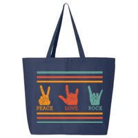 Classic Peace Love Rock Vintage Hoodie Concert Band Gift 25L Jumbo Tote