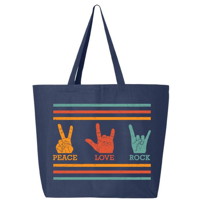 Classic Peace Love Rock Vintage Hoodie Concert Band Gift 25L Jumbo Tote