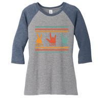 Classic Peace Love Rock Vintage Hoodie Concert Band Gift Women's Tri-Blend 3/4-Sleeve Raglan Shirt