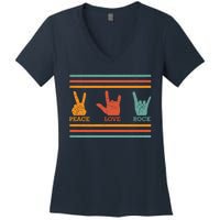 Classic Peace Love Rock Vintage Hoodie Concert Band Gift Women's V-Neck T-Shirt