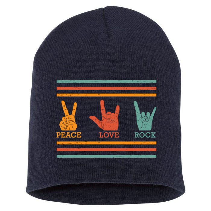 Classic Peace Love Rock Vintage Hoodie Concert Band Gift Short Acrylic Beanie