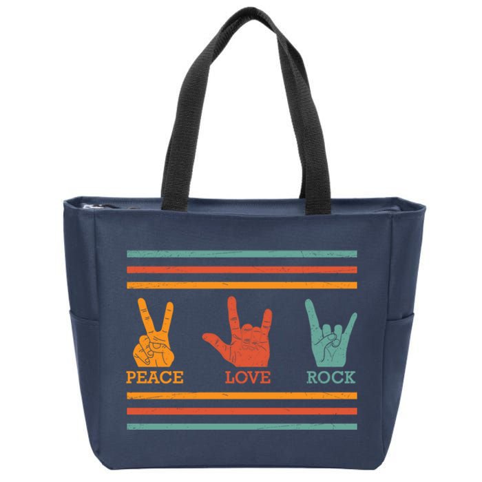 Classic Peace Love Rock Vintage Hoodie Concert Band Gift Zip Tote Bag