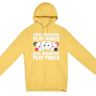 Cool Poker Lover Art For Grandpa Casino Card Gambling Premium Pullover Hoodie