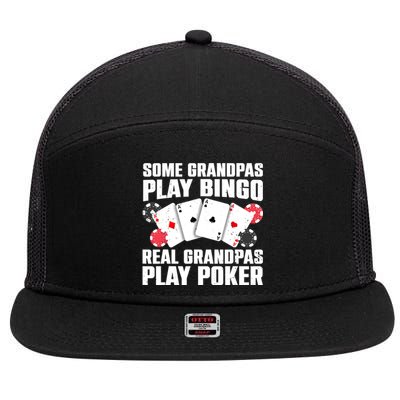 Cool Poker Lover Art For Grandpa Casino Card Gambling 7 Panel Mesh Trucker Snapback Hat