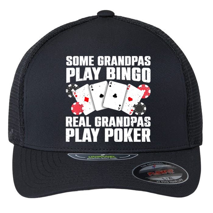 Cool Poker Lover Art For Grandpa Casino Card Gambling Flexfit Unipanel Trucker Cap