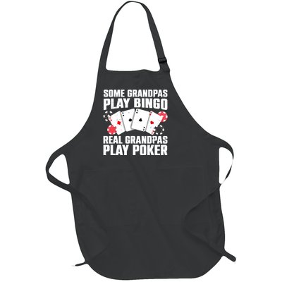 Cool Poker Lover Art For Grandpa Casino Card Gambling Full-Length Apron With Pockets