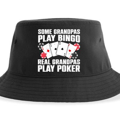 Cool Poker Lover Art For Grandpa Casino Card Gambling Sustainable Bucket Hat