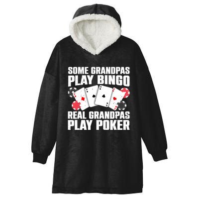 Cool Poker Lover Art For Grandpa Casino Card Gambling Hooded Wearable Blanket