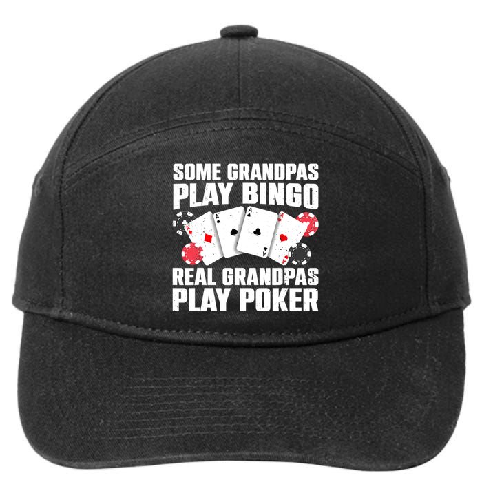 Cool Poker Lover Art For Grandpa Casino Card Gambling 7-Panel Snapback Hat