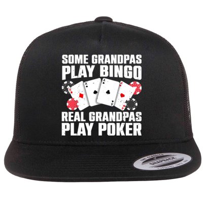 Cool Poker Lover Art For Grandpa Casino Card Gambling Flat Bill Trucker Hat