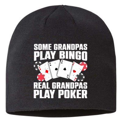 Cool Poker Lover Art For Grandpa Casino Card Gambling Sustainable Beanie