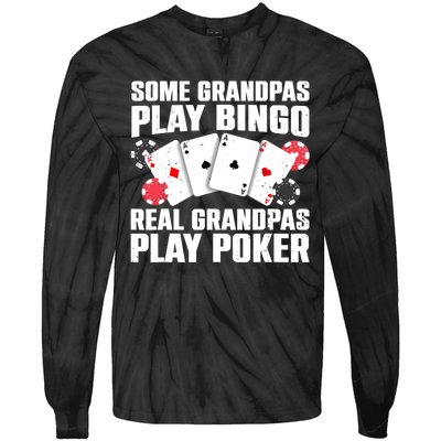 Cool Poker Lover Art For Grandpa Casino Card Gambling Tie-Dye Long Sleeve Shirt