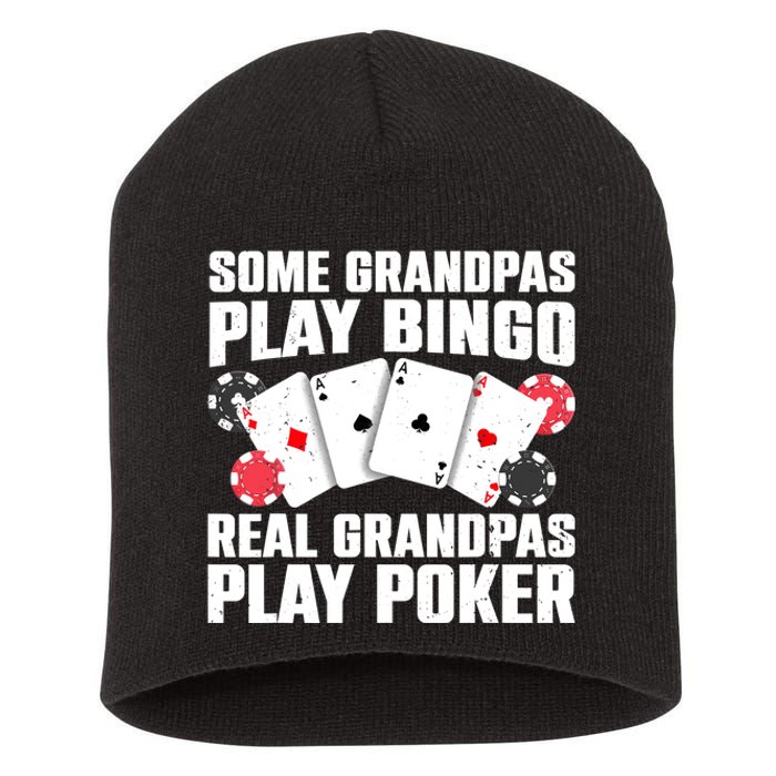 Cool Poker Lover Art For Grandpa Casino Card Gambling Short Acrylic Beanie