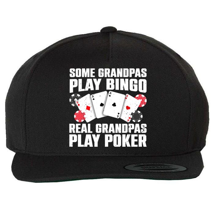 Cool Poker Lover Art For Grandpa Casino Card Gambling Wool Snapback Cap