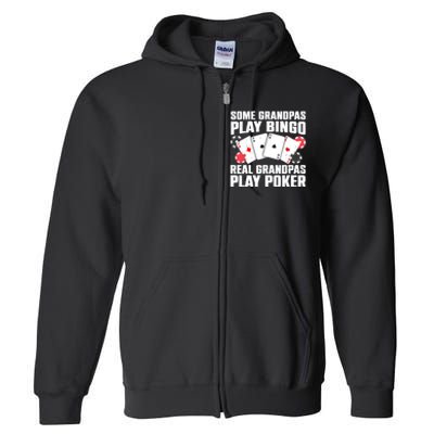 Cool Poker Lover Art For Grandpa Casino Card Gambling Full Zip Hoodie