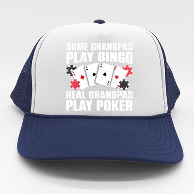 Cool Poker Lover Art For Grandpa Casino Card Gambling Trucker Hat