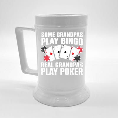 Cool Poker Lover Art For Grandpa Casino Card Gambling Beer Stein